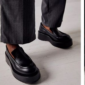 Paloma Barcelo Black Gael Gala Leather Chunky Loafers